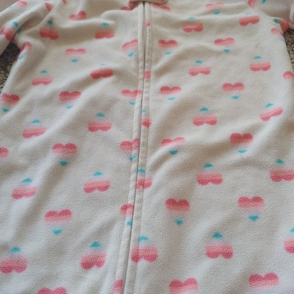 Carter's Heart Print Fleece Full Zip Pajamas Size 24 Months - Picture 2 of 4